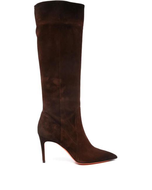 Bottes En Daim À Bout Pointu 90 Mm Santoni en coloris Brown