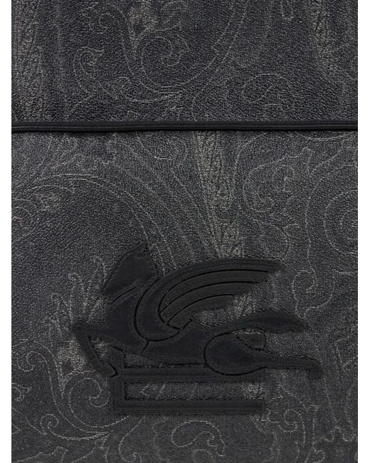 Etro Black Paisley Print Backpack for men