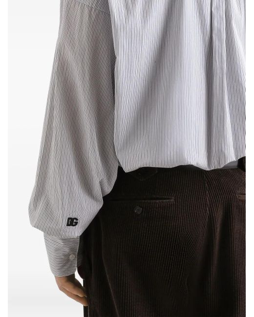 Dolce & Gabbana White Striped Long-Sleeve Shirt for men