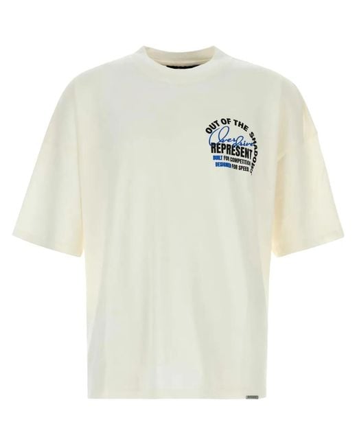 Represent White Logo Print T-Shirt for men