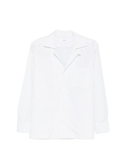 Lardini White Paul Striped-Pattern Chest-Pocket Shirt for men