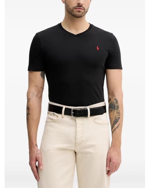Polo Ralph Lauren Black V-Neck Logo T-Shirt for men