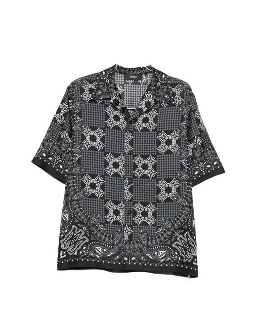 Amiri Gray Paisley-Print Short-Sleeve Shirt for men