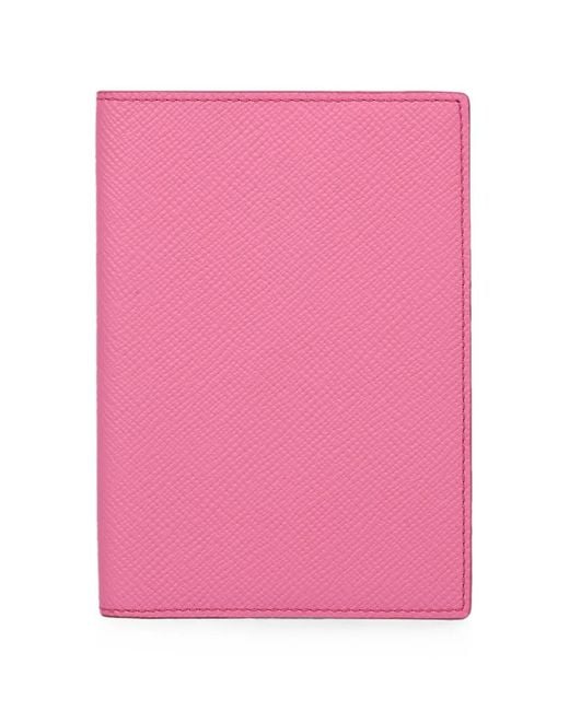 Smythson Pink Panama Cross-Grain Passport Cover