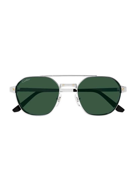 Cartier Green Pilot-Frame Sunglasses