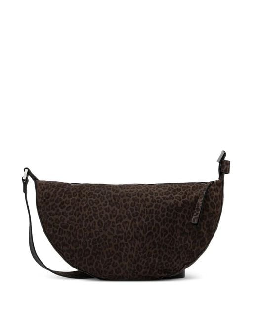 AllSaints Black Halfmoon Animal-Print Cross Body Bag