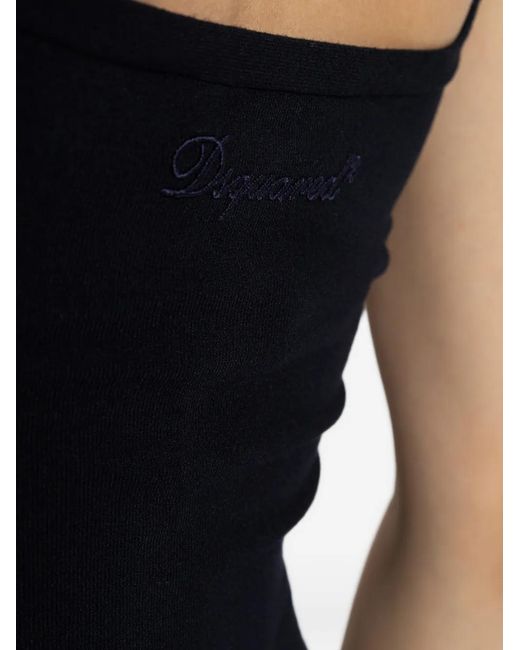 DSquared² Kleedjes ,Zwart ,Polyester Off-Shoulder Jurk in het Black