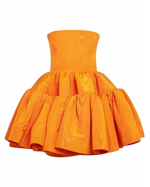 Oscar de la Renta Orange Cold-shoulder Flared Mini Dress
