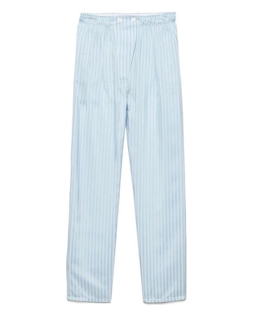 Prada Blue Striped Silk Trousers