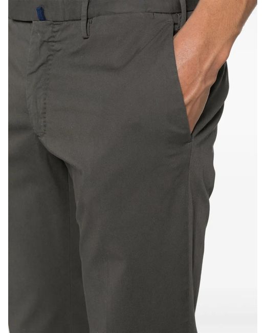 Incotex Gray Tapered-Leg Cotton Trousers for men