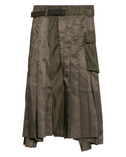 Sacai Green Wickelrock Mit Falten