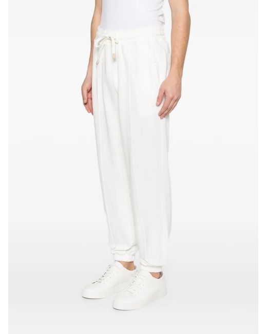 Eleventy White Drawstring Panelled Sweatpants for men