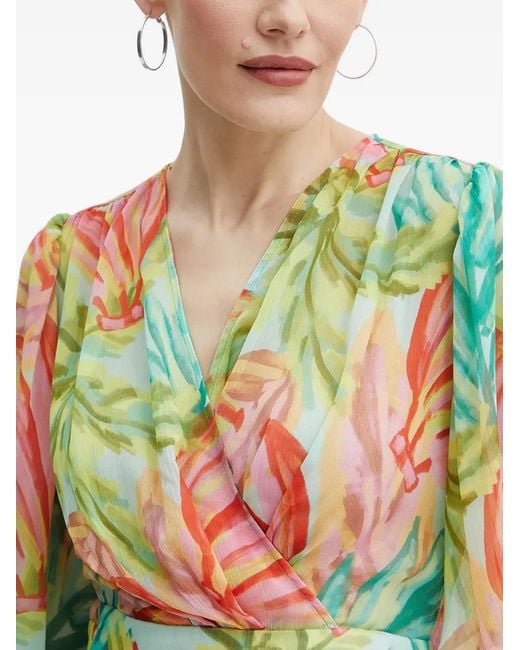 Morgan White Slit Floral Print Maxi Dress
