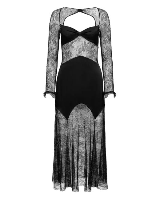 Nina Ricci Midi-Jurk Met Kant in het Black