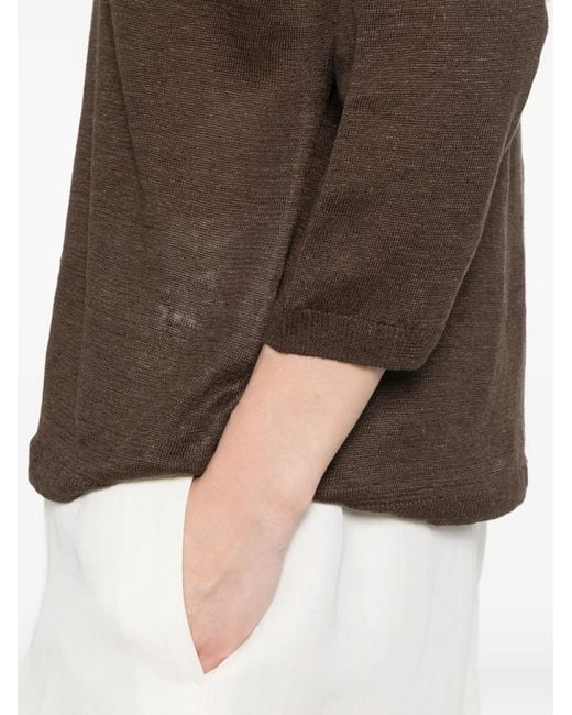 Majestic Filatures Brown V-Neck T-Shirt
