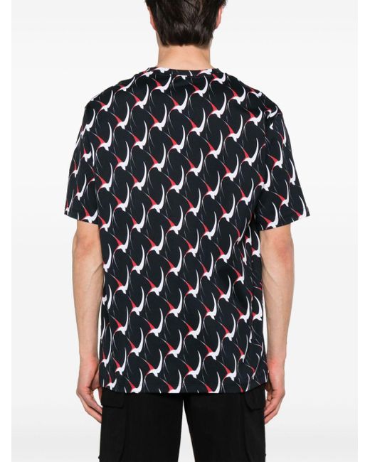 Balmain Black Abstract-print Cotton T-shirt for men