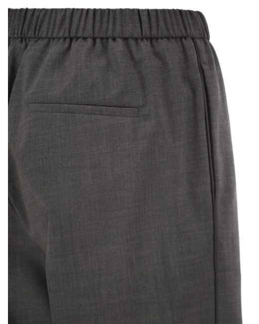 Peserico Gray Elasticated-Waist Straight-Leg Trousers