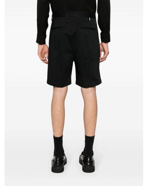 Low Brand Black Pleat-detail Shorts for men