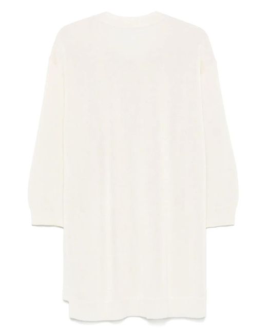Issey Miyake White Buttoned Draped Sweater