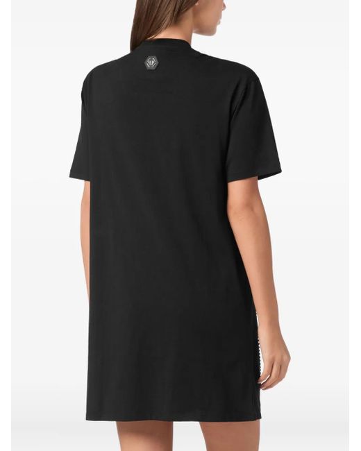 Philipp Plein Black Rhinestone-Embellished Jersey Dress