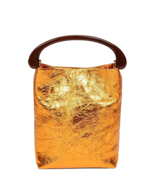 Dries Van Noten Orange Micro Leather Tote Bag