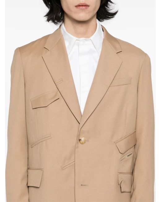Feng Chen Wang Natural Button-Down Blazer for men