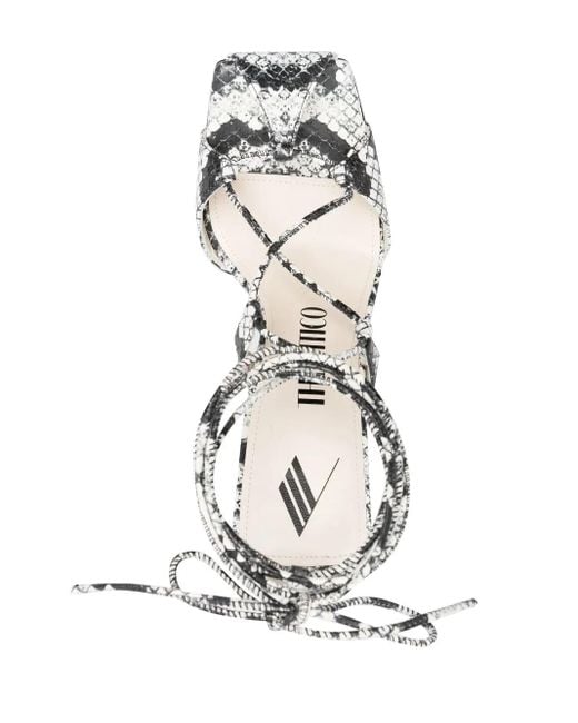 The Attico White Adele 105mm Snakeskin-print Sandals