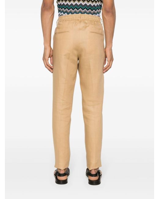 Tagliatore Natural Pleat-detail Linen Trousers for men