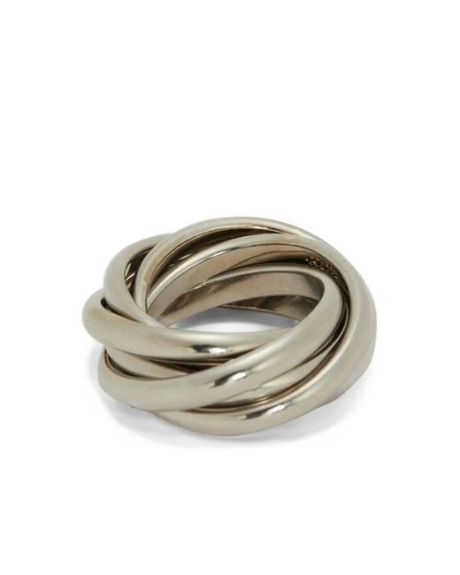 Jil Sander Damen Ring Im Layering-Look Mit Logo in mettallic