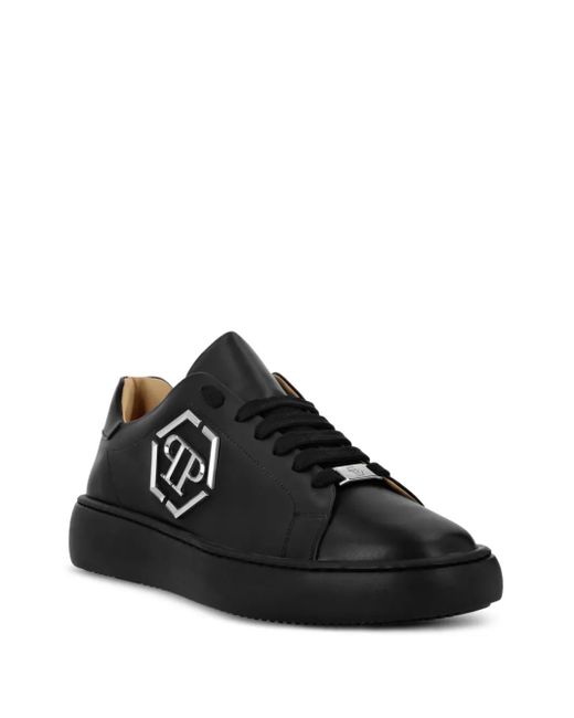 Philipp Plein Black Hexagon Low-Top Sneakers for men