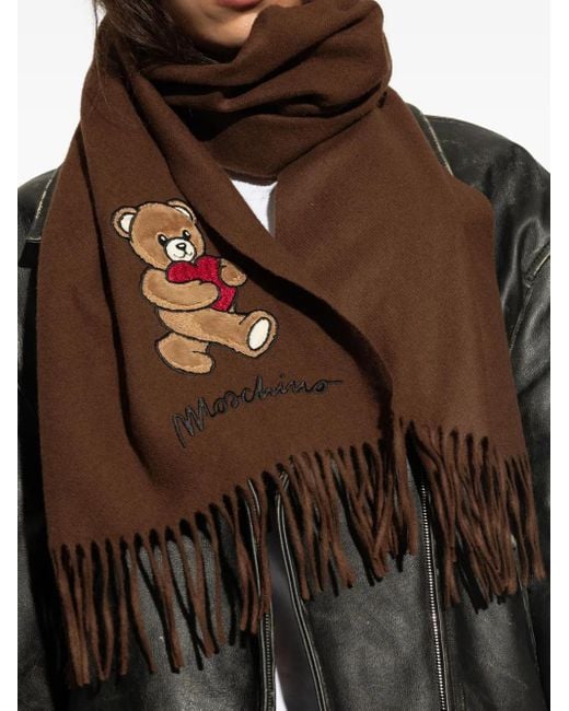 Sciarpa Teddy Con Applicazione di Moschino in Black