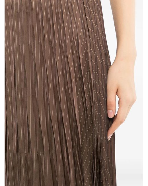 JNBY Brown Pleated Pinstripe Skirt