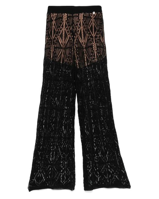 Liu Jo Black Cotton Semi-Perforated Trousers