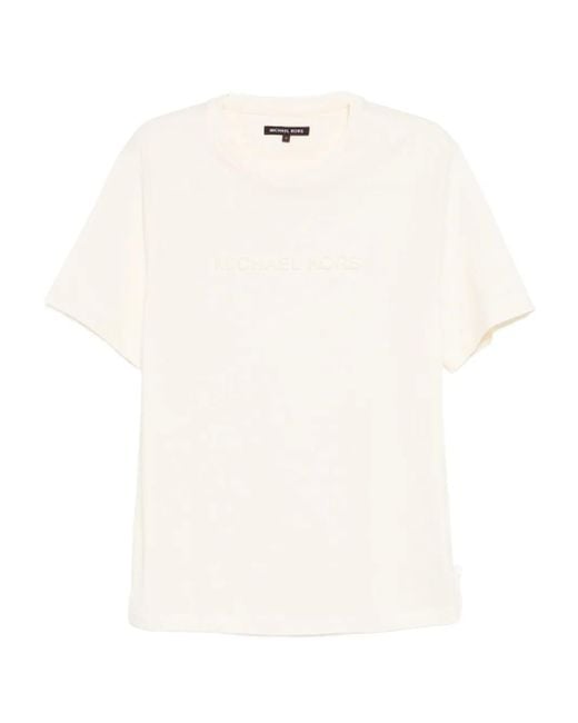 Michael Kors White Logo-Embossed T-Shirt for men