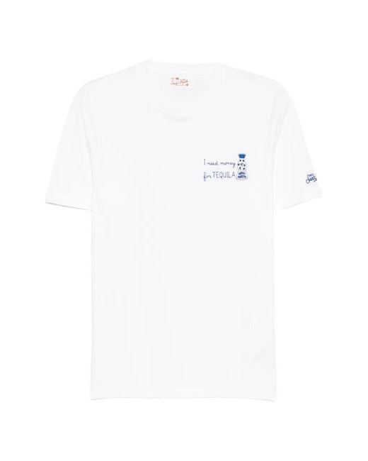 Mc2 Saint Barth White Embroidered-Motif T-Shirt for men