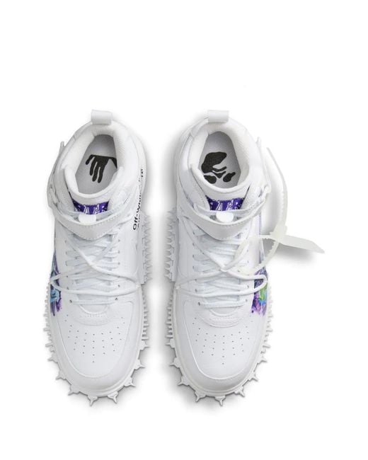 NIKE X OFF-WHITE Graffiti Leather Air Force 1 Sneakers in Blue | Lyst