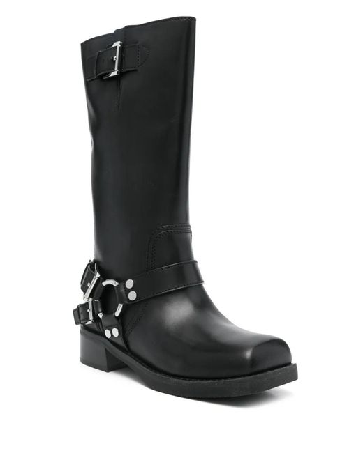 MICHAEL Michael Kors Black Square-Toe Tall Leather Boots