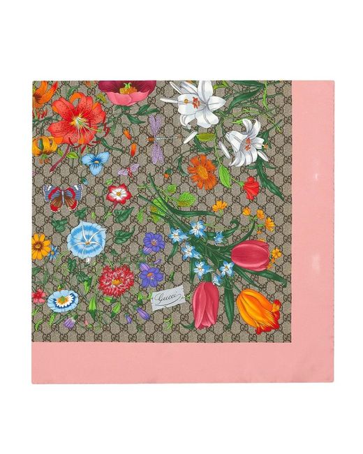 Gucci Multicolor Printed Flora Silk Twill Carré
