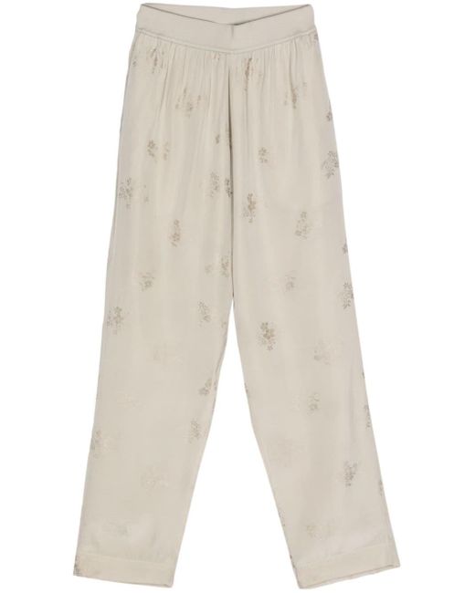 Palmer floral-jacquard trousers di Uma Wang in White