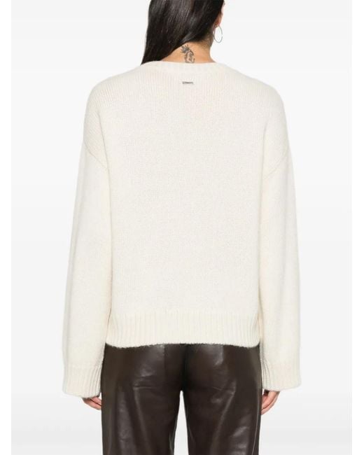 DSquared² White Ribbed Crew-Neck Jumper