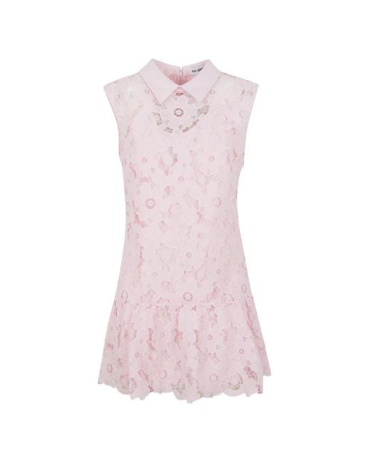 Self-Portrait Pink Lace Mini Dress