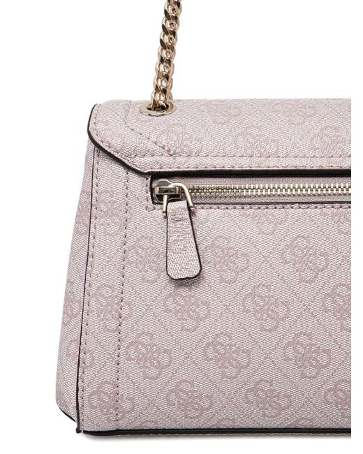 Guess Gray Noelle Logo-Print Shoulder Bag