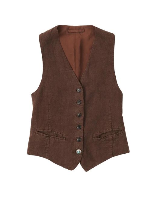 Fortela Brown Debby Button Single-Breasted Vest