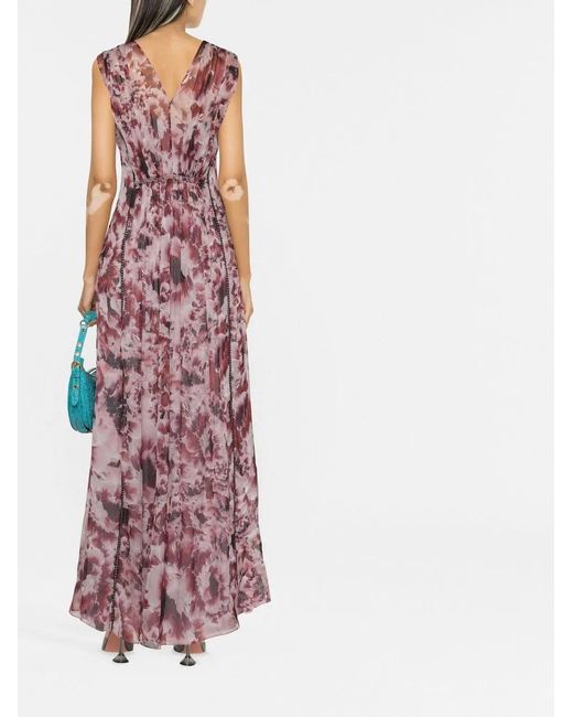 Alberta Ferretti Purple All-Over Graphic-Print Gown