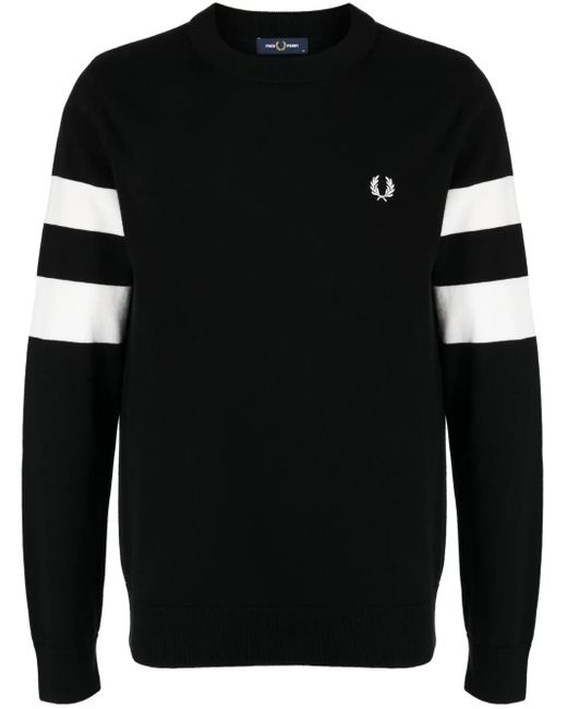 Fred Perry Black Ringer-Embroidered Cotton Sweatshirt for men