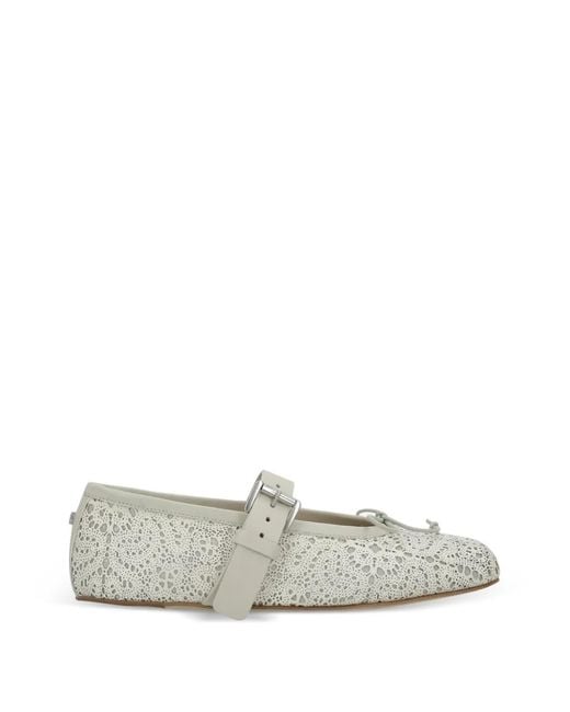 Ann Demeulemeester White Buckle-Strap Ballet Flats