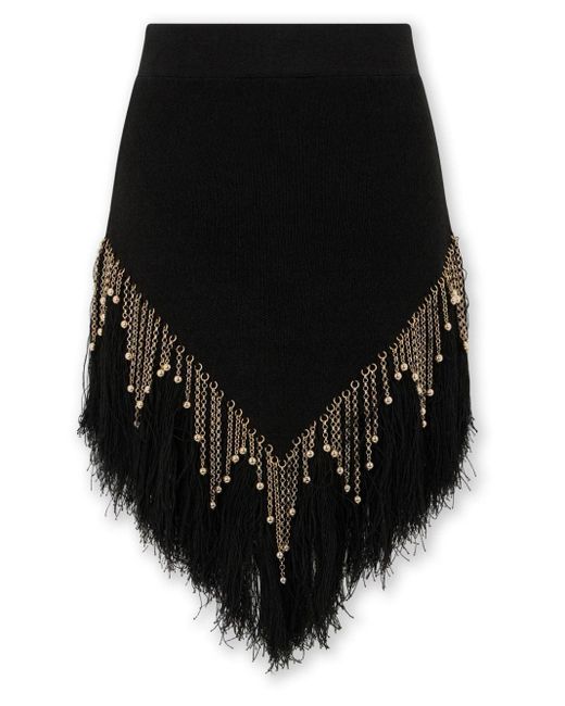 Rabanne Black Bead-embellished Linen Skirt