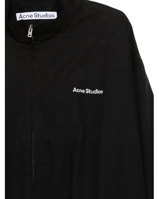 Acne Studios Women's Black Embroidered Logo Zip-Up Jacket