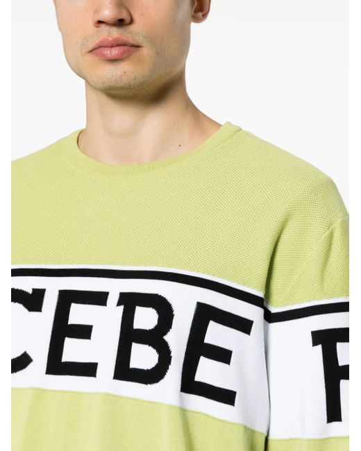 Iceberg Green Jacquard-Logo Cotton Sweatshirt for men