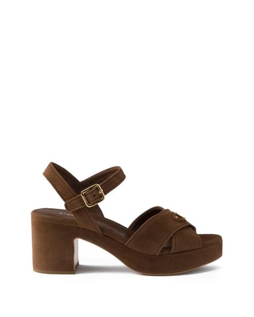 Prada Brown Suede Platform Sandals
